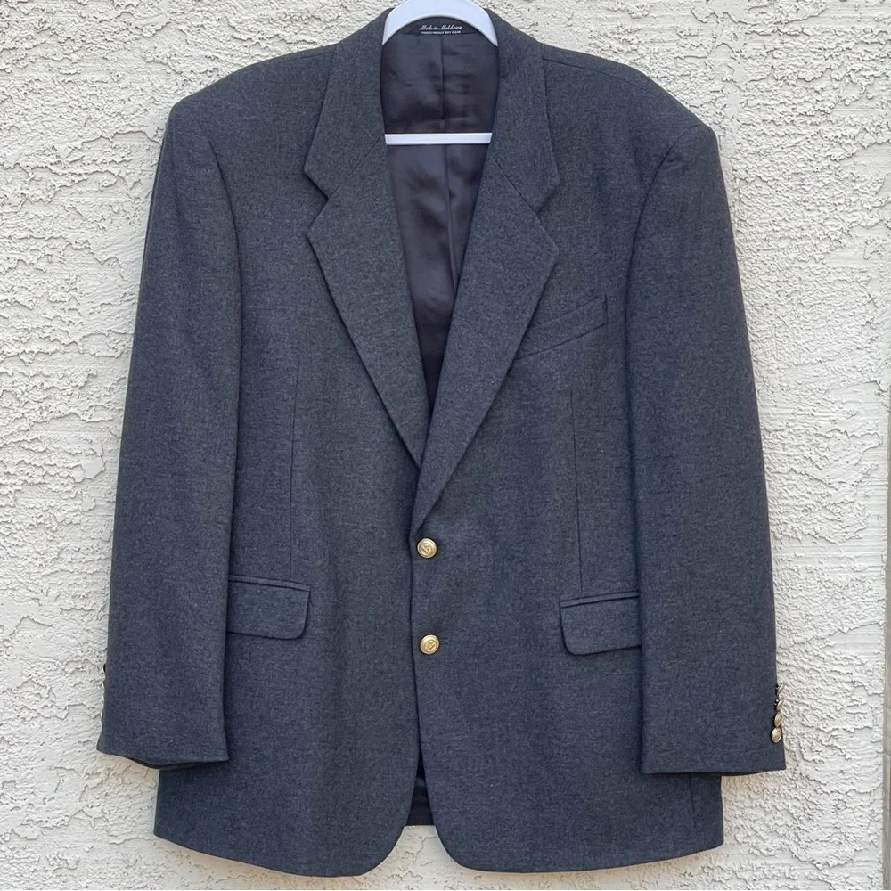 JD Christopher Vintage Men 42R Gold Button/Gray Wool Sport Coat Blazer Jacket
